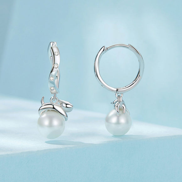 925 Sterling Silver Earrings with Quality Shell Pearl and CZ for Women