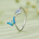 925 Sterling Silver Opal Nanometer Stone Plated Platinum Ring-3