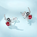 925 Sterling Silver Earrings with Pavé Setting CZ and Transparent Glass-4