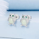 925 Sterling Silver Plated Platinum Luminous Stone Earrings 10*8mm for Women-5