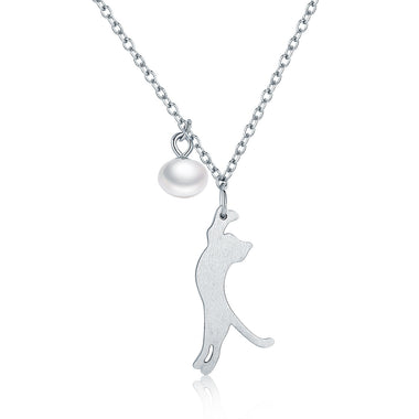 925 Sterling Silver 0.6 Carat Pearl Necklace for Women