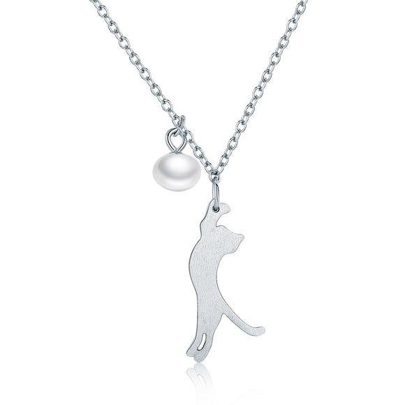 925 Sterling Silver 0.6 Carat Pearl Necklace for Women