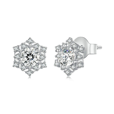 925 Sterling Silver Pavé Setting CZ Platinum Plated Earrings - 0
