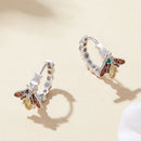 S925 Sterling Silver Enamel Blue Pavé Set CZ Earrings-6
