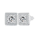 925 Sterling Silver Earrings with Pavé Setting CZ and Platinum Plating.-4