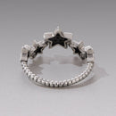 925 Sterling Silver Oxidized Rings with Pavé Setting CZ, Size 6.0 for Women-6