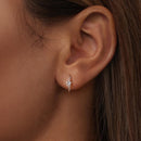 925 Sterling Silver Earrings with CZ and White Gold Plating, 1.3cm for Women-7