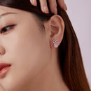925 Sterling Silver White Gold Plated Earrings with Transparent Glass, 1.6x1.2cm for Women-9
