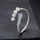 925 Sterling Silver Moissanite & Freshwater Pearl Ring, White Gold Plated, Size E for Women-3