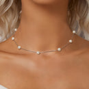 925 Sterling Silver White Gold Plated Necklace with Shell Pearl 400+50mm-7