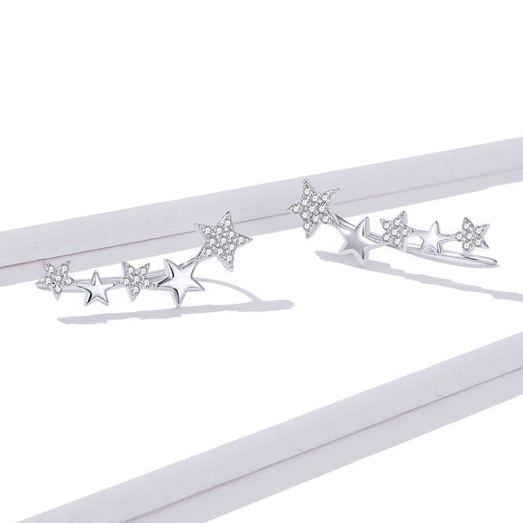 925 Sterling Silver Earrings with Plated Platinum and Pavé Setting CZ