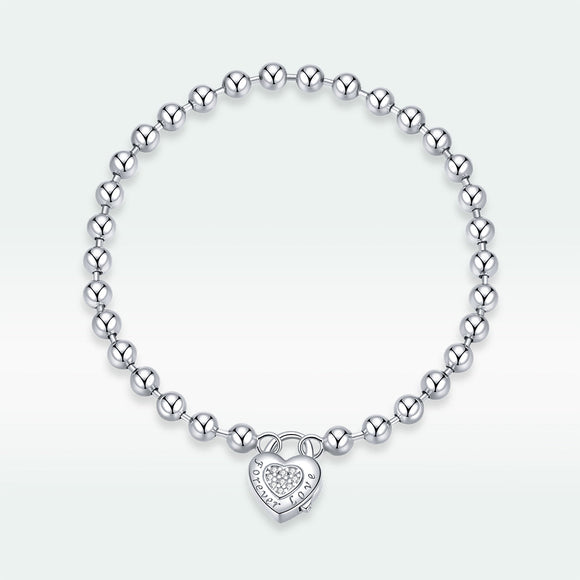 925 Sterling Silver Bracelet with Pavé Setting CZ and Platinum Plating, 17cm for Women