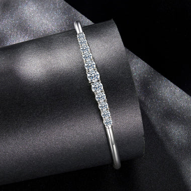 925 Sterling Silver & Moissanite White Gold Plated Bracelet with 0.5cm Moissanite for Women - 0
