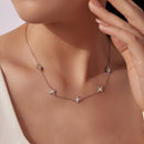 925 Sterling Silver + Moissanite Necklace with Plated White Gold - 40+5cm Length for Women-6