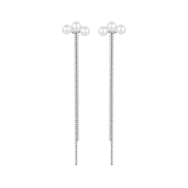 925 Sterling Silver White Gold Plated Shell Pearl Earrings