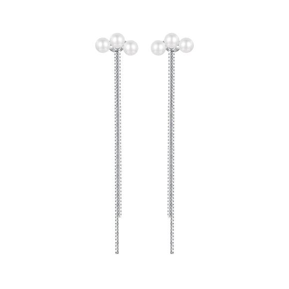 925 Sterling Silver White Gold Plated Shell Pearl Earrings