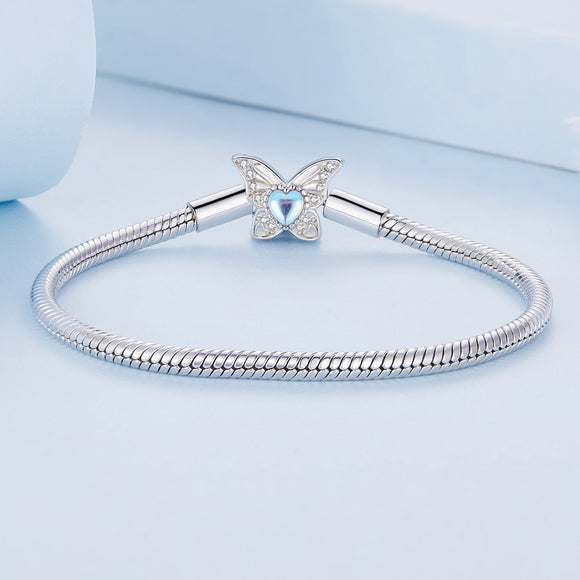 925 Sterling Silver Moonstone Bracelet 17.0 cm Pavé Setting for Women