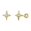 925 Sterling Silver Pavé CZ Gold Plated Earrings-3