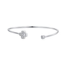 925 Sterling Silver Bracelet with Pavé Setting CZ, Inner Diameter 550mm, 2.0mm Wide, Unisex-1