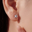 925 Sterling Silver White Gold Plated Moonstone & CZ Earrings-7