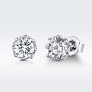 925 Sterling Silver Plated Platinum 0.6cm CZ Earrings-4