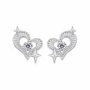 925 Sterling Silver Earrings with Pavé Setting CZ in White Gold-1