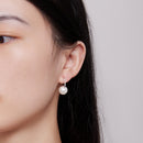 925 Sterling Silver Earrings with Quality Shell Pearl and CZ, 21*11mm, for Women-7