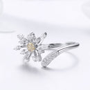 925 Sterling Silver Ring with Plated Platinum and Pavé Setting CZ-7