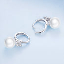 925 Sterling Silver Earrings with Plated Platinum and Shell Pearl for Women-5
