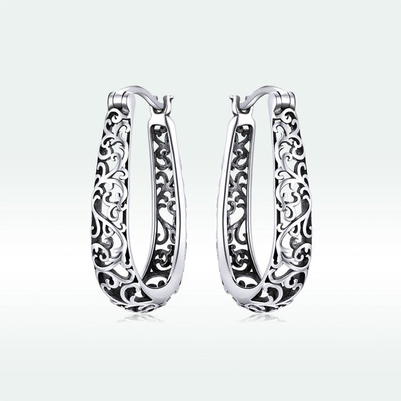 925 Sterling Silver Earrings 2.3*0.4cm Oxidized Silver for Women