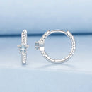 925 Sterling Silver Earrings with CZ and White Gold Plating, 1.3cm for Women-3
