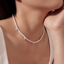 925 Sterling Silver Necklace with Pavé Setting CZ & Synthetic Pearl for Women-7