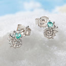 925 Sterling Silver Earrings with Transparent Glass and White Gold Plating for Women-3
