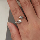 925 Sterling Silver Oxidized Leaf Ring for Women-4