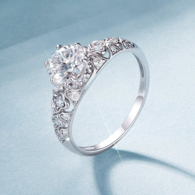 925 Sterling Silver Moissanite 0.65 Carat Ring Size 6 for Women - 0