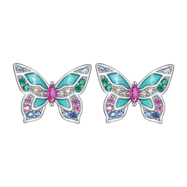 925 Sterling Silver Earrings with Enamel and CZ for Women - 0