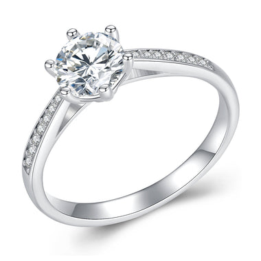 925 Sterling Silver Moissanite & CZ Ring Size 6 for Women - 0