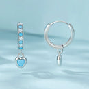 925 Sterling Silver Earrings with Synthetic Turquoise and CZ - White Gold Plated-6