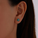 925 Sterling Silver Earrings with Synthetic Turquoise and CZ in Oxidized Finish-7