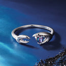 925 Sterling Silver Transparent Glass Oxidized Silver Ring for Women-3