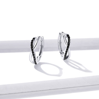 925 Sterling Silver Earrings 1.3*0.4cm with Pavé Setting CZ for Women - 0