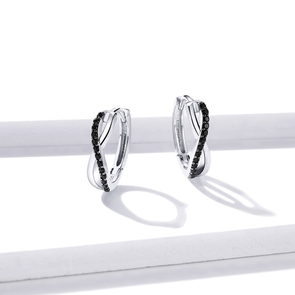 925 Sterling Silver Earrings 1.3*0.4cm with Pavé Setting CZ for Women