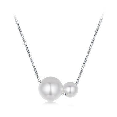 925 Sterling Silver & White Gold Plated Adjustable Pearl Necklace for Women