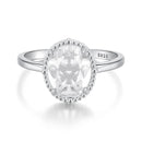 925 Sterling Silver Pavé Setting CZ White Gold Plated Ring with Transparent Glass for Women-1