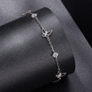 925 Sterling Silver White Gold Plated Bracelet with Moissanite, 15+6cm, for Women-2