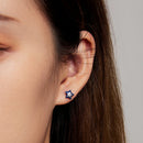 925 Sterling Silver Enamel CZ Stud Earrings in Platinum Plating-7