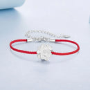925 Sterling Silver Bracelet with White Gold Plating and Cotton Cord for Women-4