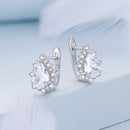 925 Sterling Silver Platinum Plated CZ Pavé Setting Earrings-2