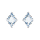 925 Sterling Silver Earrings with Transparent Glass and White Gold Plating-1