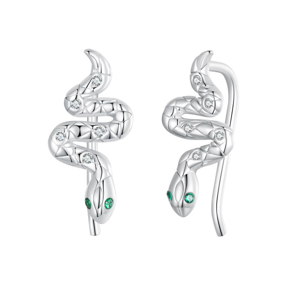 925 Sterling Silver Earrings with Pavé Setting and White Gold Plating for Women